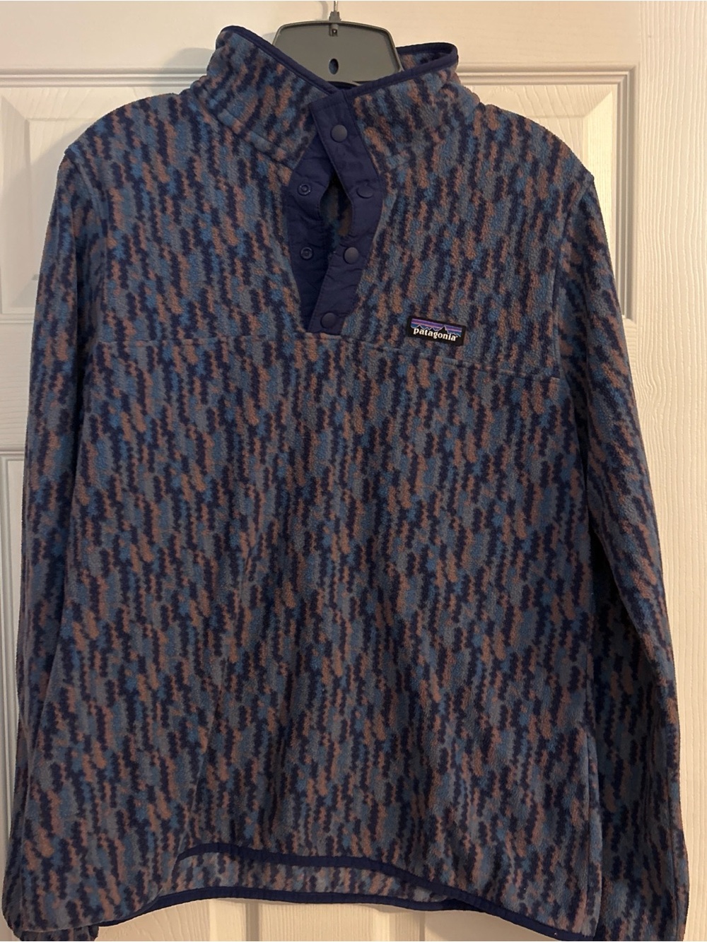 Patagonia Blue & Brown Patterned Snap-T Fleece Pullover
